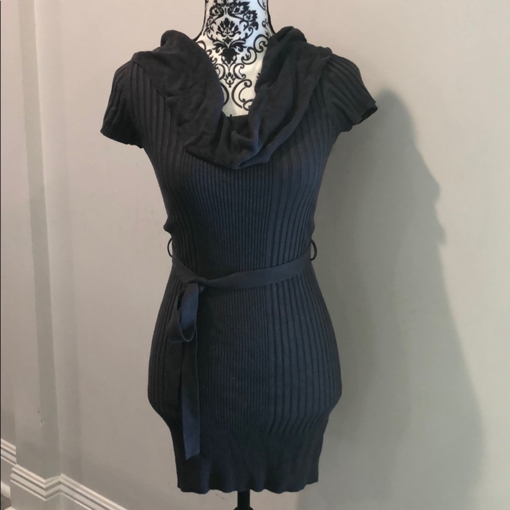 Cowl neck sweater dress